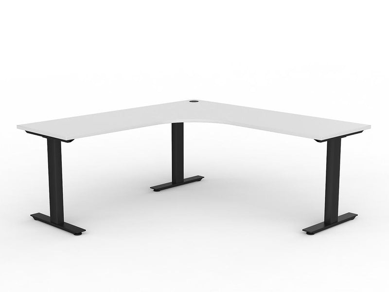Agile Fixed Height 90º Workstation 1800mmX1800mmX600mm White Black Left Hand