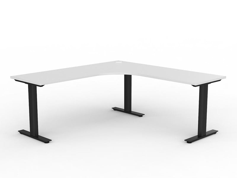 Agile Fixed Height 90º Workstation 1800mmX1800mmX600mm White Black Right Hand