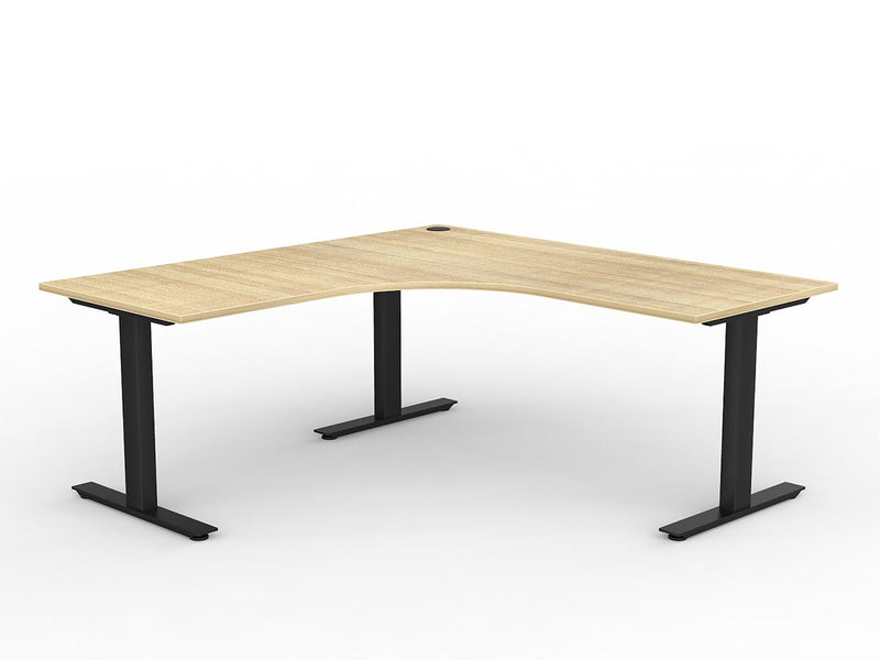 Agile Fixed Height 90º Workstation 1800mmX1800mmX750mm Natural Oak Black Left Hand