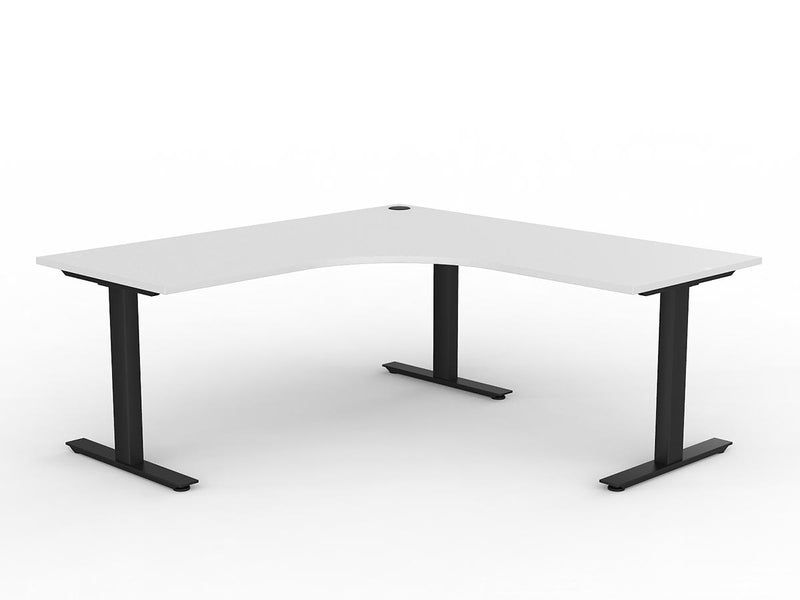 Agile Fixed Height 90º Workstation 1800mmX1800mmX750mm White Black Right Hand