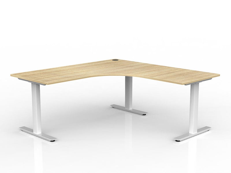 Agile Fixed Height 90º Workstation 1800mmX1800mmX750mm Natural Oak White Right Hand