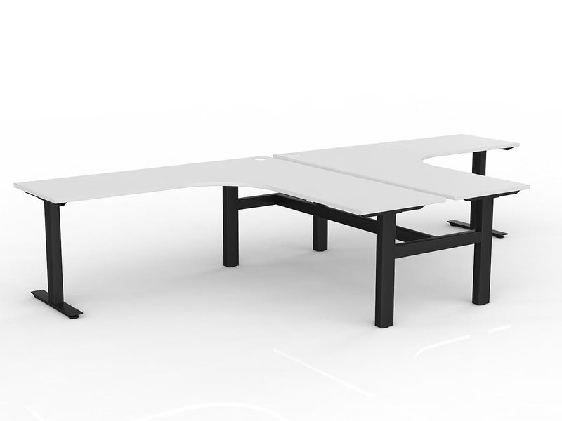 Agile Fiexd Height 90º Shared Workstation 1800mmX1800mmX600mm White Black Powdercoat