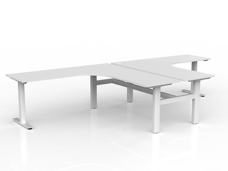 Agile Fiexd Height 90º Shared Workstation 1800mmX1800mmX600mm White White Powdercoat