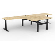 Agile Fiexd Height 90º Shared Workstation 1800mmX1800mmX750mm Natural Oak Black Powdercoat