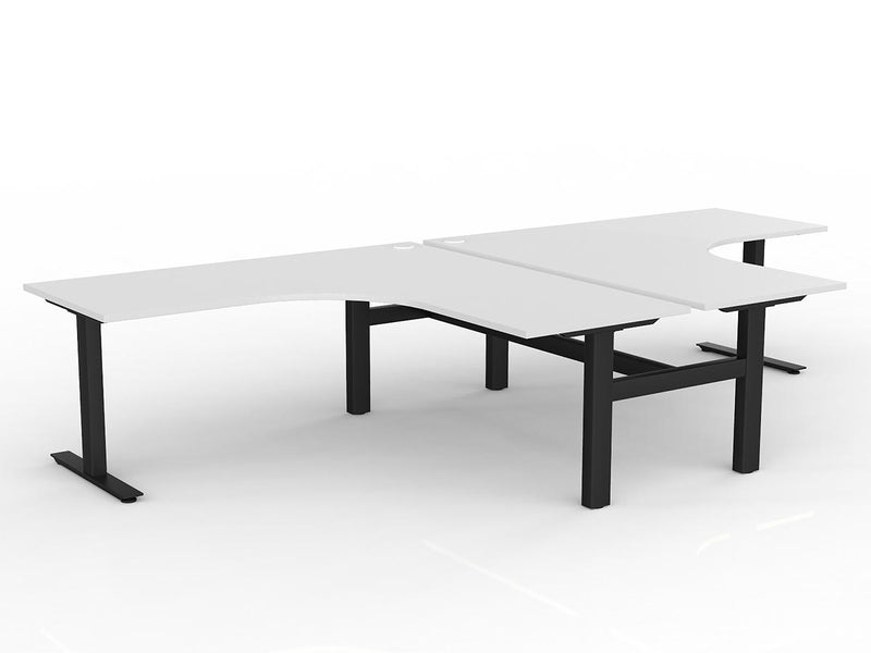 Agile Fiexd Height 90º Shared Workstation 1800mmX1800mmX750mm White Black Powdercoat