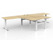 Agile Fiexd Height 90º Shared Workstation 1800mmX1800mmX750mm Natural Oak White Powdercoat