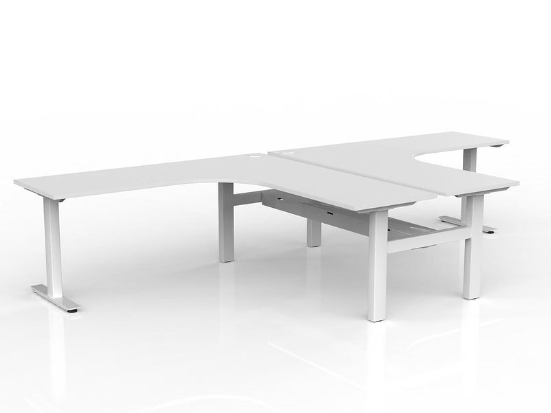 Agile Fiexd Height 90º Shared Workstation 1800mmX1800mmX600mm Cable Tray White White Powdercoat