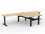 Agile Fiexd Height 90º Shared Workstation 1800mmX1800mmX750mm Cable Tray Natural Oak Black Powdercoat