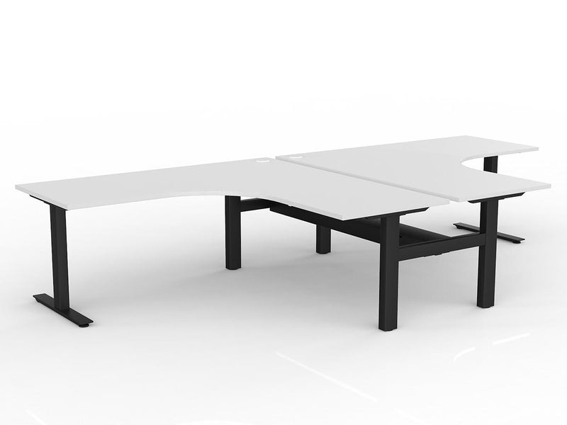 Agile Fiexd Height 90º Shared Workstation 1800mmX1800mmX750mm Cable Tray White Black Powdercoat