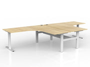 Agile Fiexd Height 90º Shared Workstation 1800mmX1800mmX750mm Cable Tray Natural Oak White Powdercoat