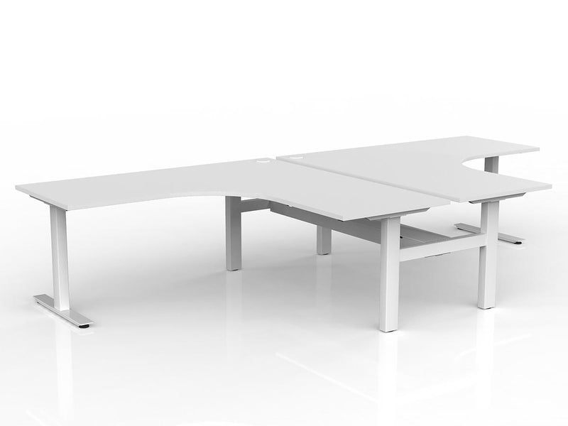 Agile Fiexd Height 90º Shared Workstation 1800mmX1800mmX750mm Cable Tray White White Powdercoat