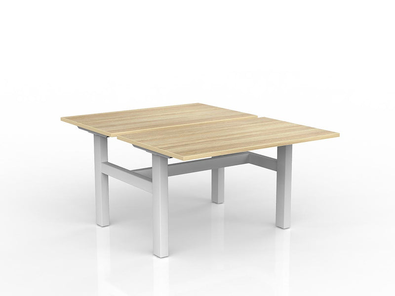 Agile Fixed Height Shared Desk 1200mm x 750mm Natural Oak White Powdercoat