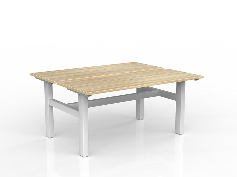 Agile Fixed Height Shared Desk 1500mm x 600mm Natural Oak White Powdercoat