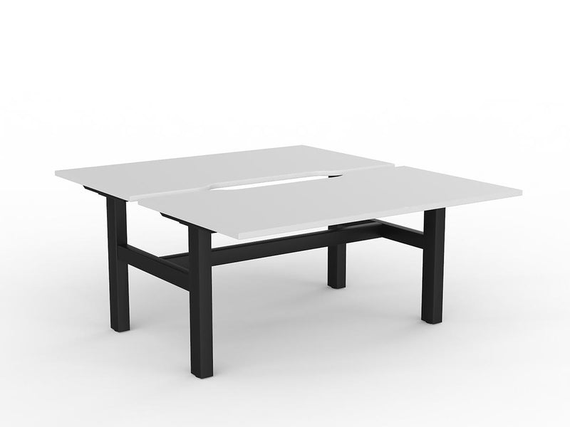 Agile Fixed Height Shared Desk 1500mm x 800mm White Black Powdercoat