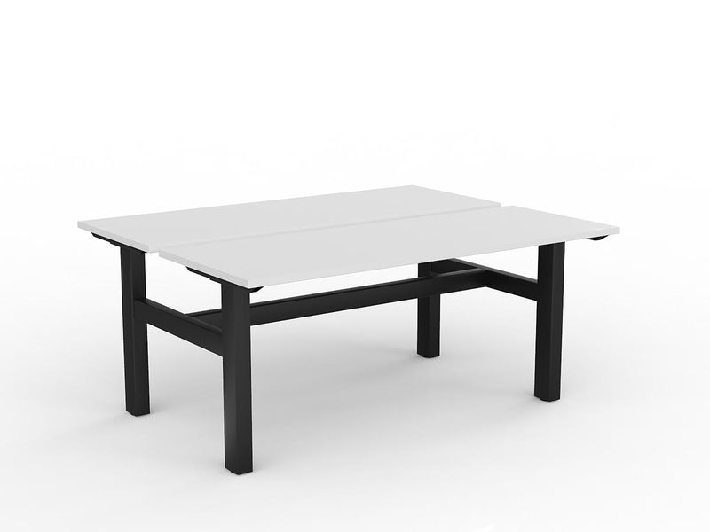 Agile Fixed Height Shared Desk 1600mm x 600mm White Black Powdercoat