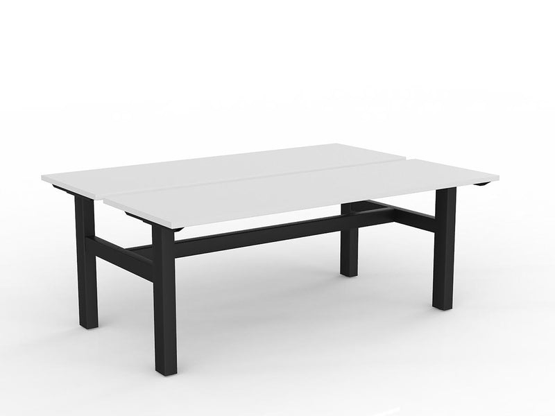 Agile Fixed Height Shared Desk 1800mm x 600mm White Black Powdercoat