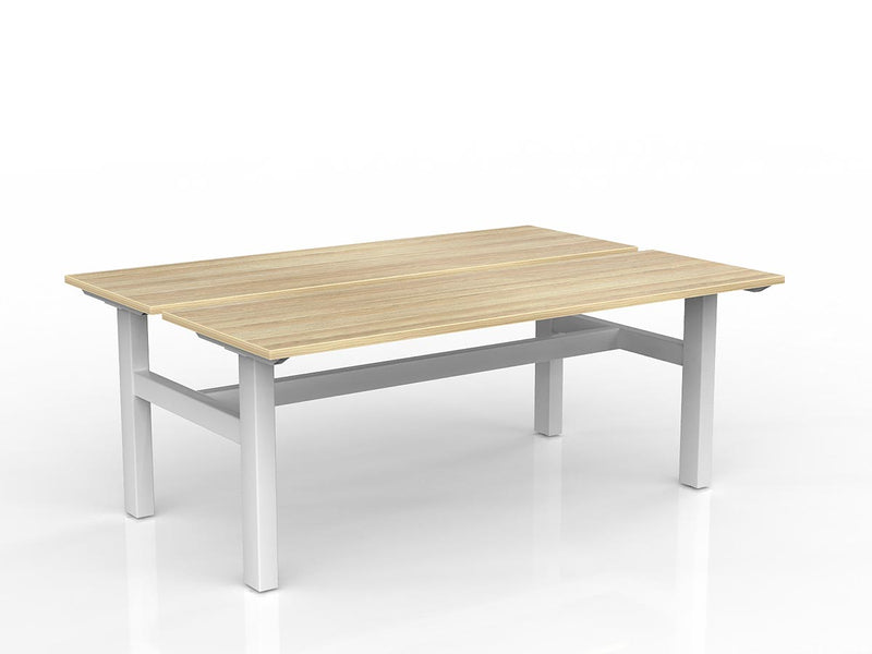 Agile Fixed Height Shared Desk 1800mm x 600mm Natural Oak White Powdercoat