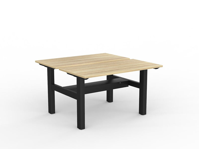 Agile Fixed Height Shared Desk With Cable Tray 1200mm x 600mm Natural Oak Black Powdercoat