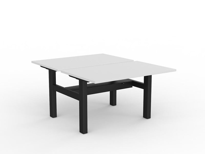 Agile Fixed Height Shared Desk With Cable Tray 1200mm x 750mm White Black Powdercoat