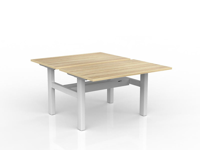 Agile Fixed Height Shared Desk With Cable Tray 1200mm x 750mm Natural Oak White Powdercoat