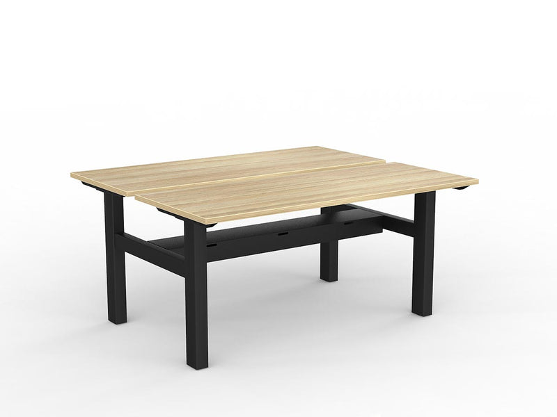 Agile Fixed Height Shared Desk With Cable Tray 1500mm x 600mm Natural Oak Black Powdercoat