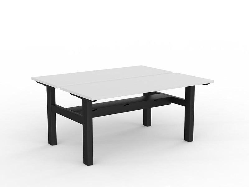 Agile Fixed Height Shared Desk With Cable Tray 1500mm x 600mm White Black Powdercoat