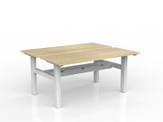 Agile Fixed Height Shared Desk With Cable Tray 1500mm x 600mm Natural Oak White Powdercoat