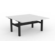 Agile Fixed Height Shared Desk With Cable Tray 1500mm x 750mm White Black Powdercoat