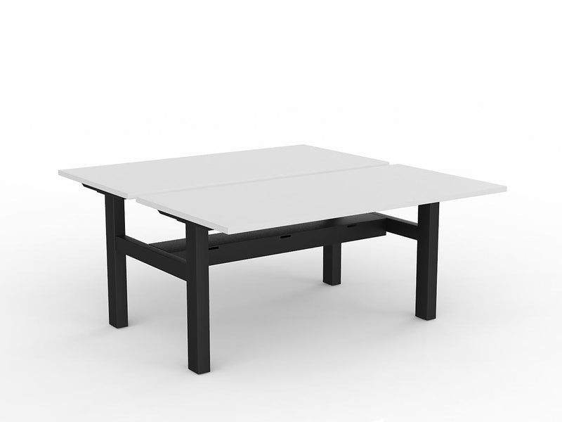 Agile Fixed Height Shared Desk With Cable Tray 1500mm x 750mm White Black Powdercoat