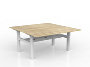 Agile Fixed Height Shared Desk With Cable Tray 1500mm x 750mm Natural Oak White Powdercoat