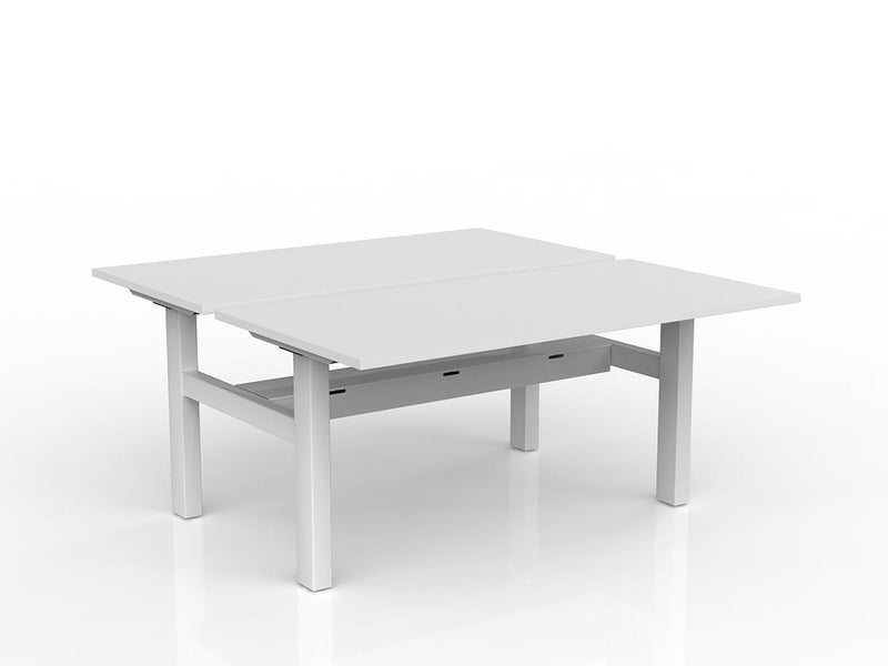 Agile Fixed Height Shared Desk With Cable Tray 1500mm x 750mm White White Powdercoat