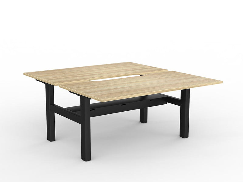 Agile Fixed Height Shared Desk With Cable Tray 1500mm x 800mm Natural Oak Black Powdercoat