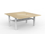 Agile Fixed Height Shared Desk With Cable Tray 1500mm x 800mm Natural Oak White Powdercoat