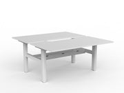 Agile Fixed Height Shared Desk With Cable Tray 1500mm x 800mm White White Powdercoat