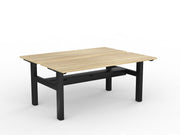 Agile Fixed Height Shared Desk With Cable Tray 1600mm x 600mm Natural Oak Black Powdercoat