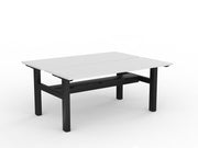 Agile Fixed Height Shared Desk With Cable Tray 1600mm x 600mm White Black Powdercoat