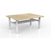 Agile Fixed Height Shared Desk With Cable Tray 1600mm x 600mm Natural Oak White Powdercoat