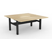 Agile Fixed Height Shared Desk With Cable Tray 1600mm x 800mm Natural Oak Black Powdercoat