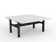 Agile Fixed Height Shared Desk With Cable Tray 1600mm x 800mm White Black Powdercoat