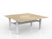 Agile Fixed Height Shared Desk With Cable Tray 1600mm x 800mm Natural Oak White Powdercoat