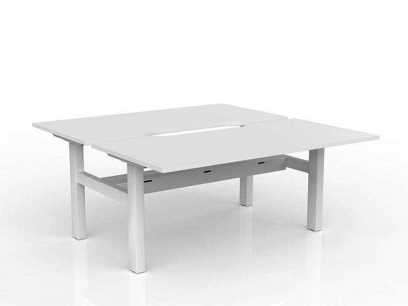 Agile Fixed Height Shared Desk With Cable Tray 1600mm x 800mm White White Powdercoat