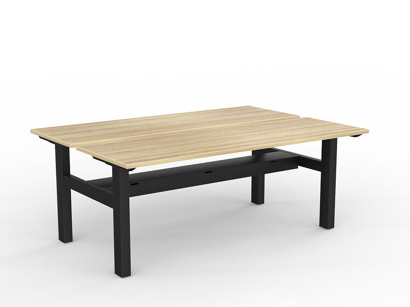 Agile Fixed Height Shared Desk With Cable Tray 1800mm x 600mm Natural Oak Black Powdercoat