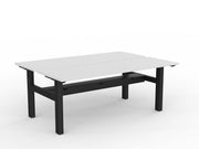 Agile Fixed Height Shared Desk With Cable Tray 1800mm x 600mm White Black Powdercoat