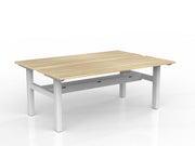 Agile Fixed Height Shared Desk With Cable Tray 1800mm x 600mm Natural Oak White Powdercoat