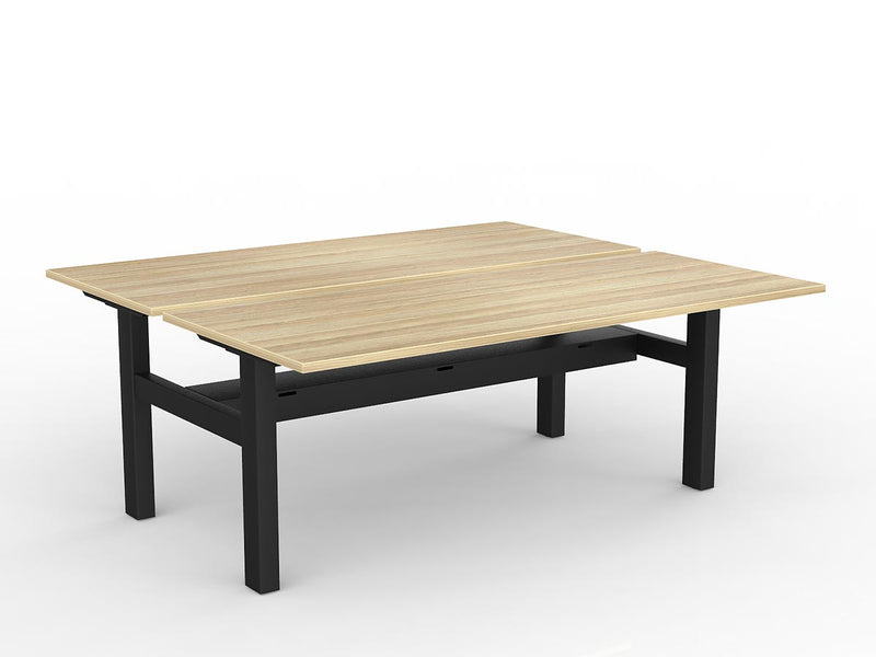 Agile Fixed Height Shared Desk With Cable Tray 1800mm x 750mm Natural Oak Black Powdercoat