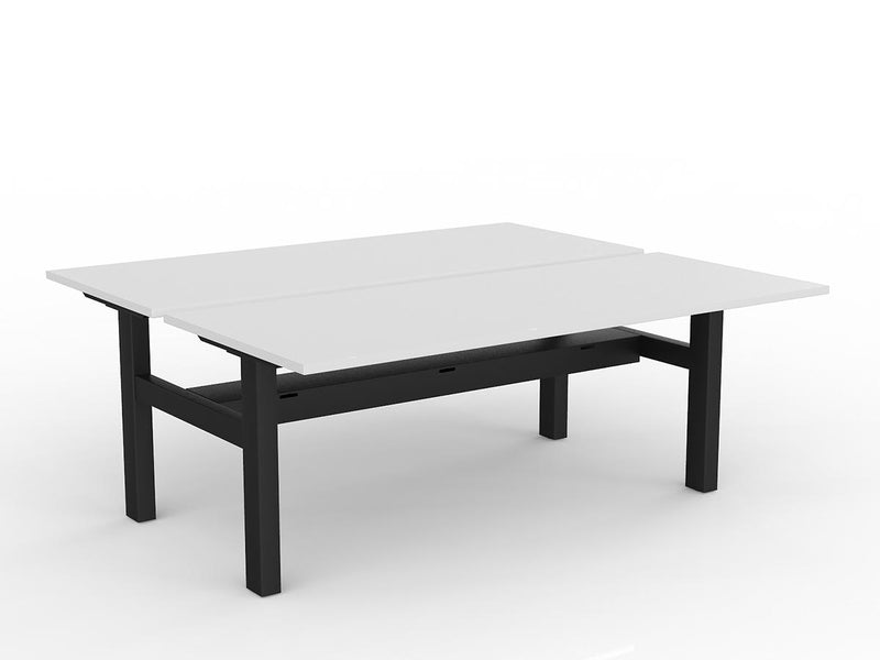 Agile Fixed Height Shared Desk With Cable Tray 1800mm x 750mm White Black Powdercoat