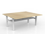 Agile Fixed Height Shared Desk With Cable Tray 1800mm x 750mm Natural Oak White Powdercoat