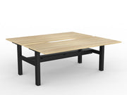 Agile Fixed Height Shared Desk With Cable Tray 1800mm x 800mm Natural Oak Black Powdercoat