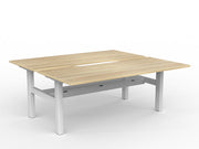 Agile Fixed Height Shared Desk With Cable Tray 1800mm x 800mm Natural Oak White Powdercoat