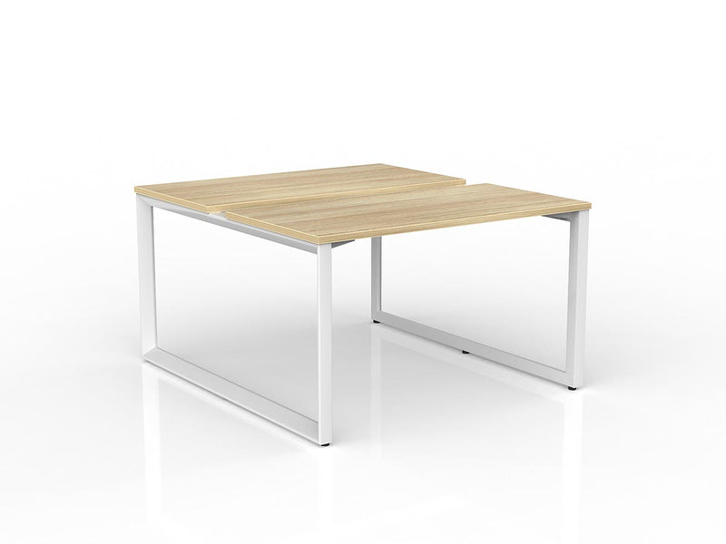 Anvil 2-User Double Sided Workspace 1200mm x 600mm Natural Oak White Powdercoat